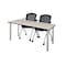 Kee Rectangle Training Table & Chair Set, 72 W, 24 L, 29 H, Wood, Metal, Fabric Top, Maple MT7224PLBPCM23BK - alternate 1